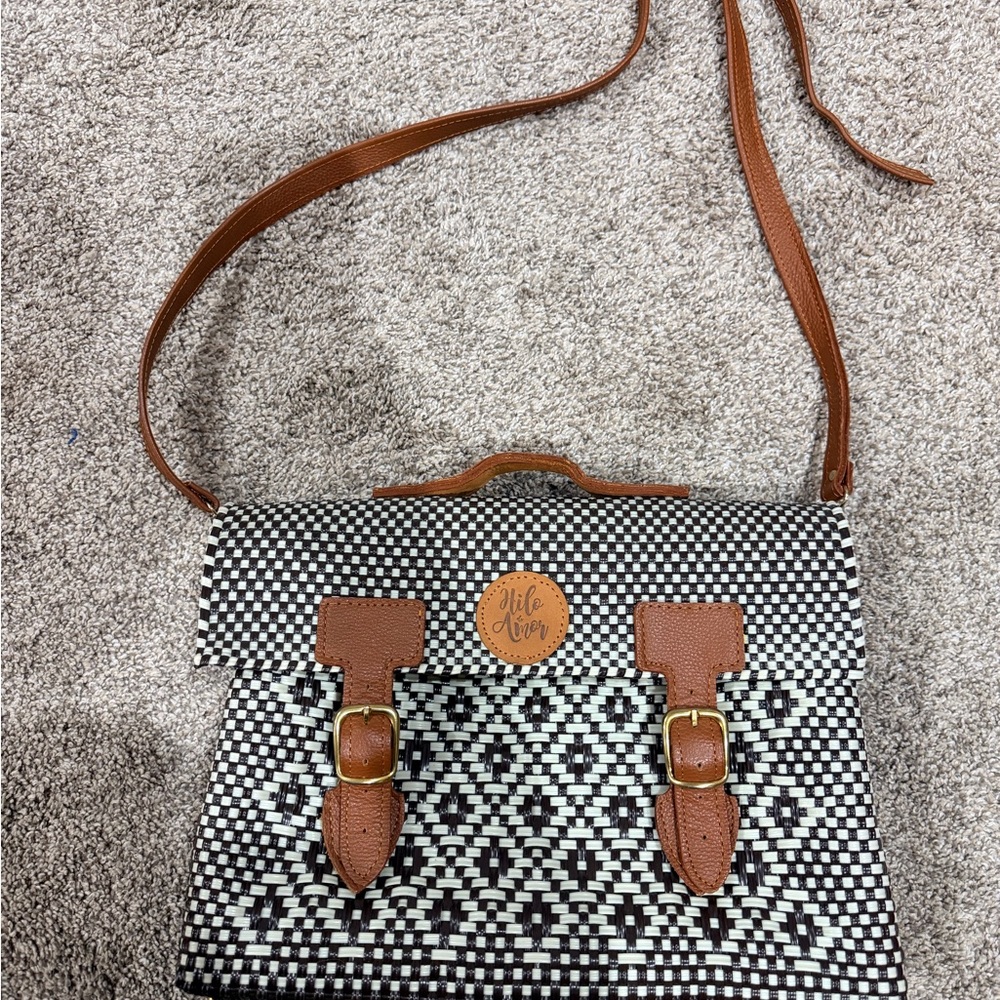 Chic Black and Tan Crossbody Bag by